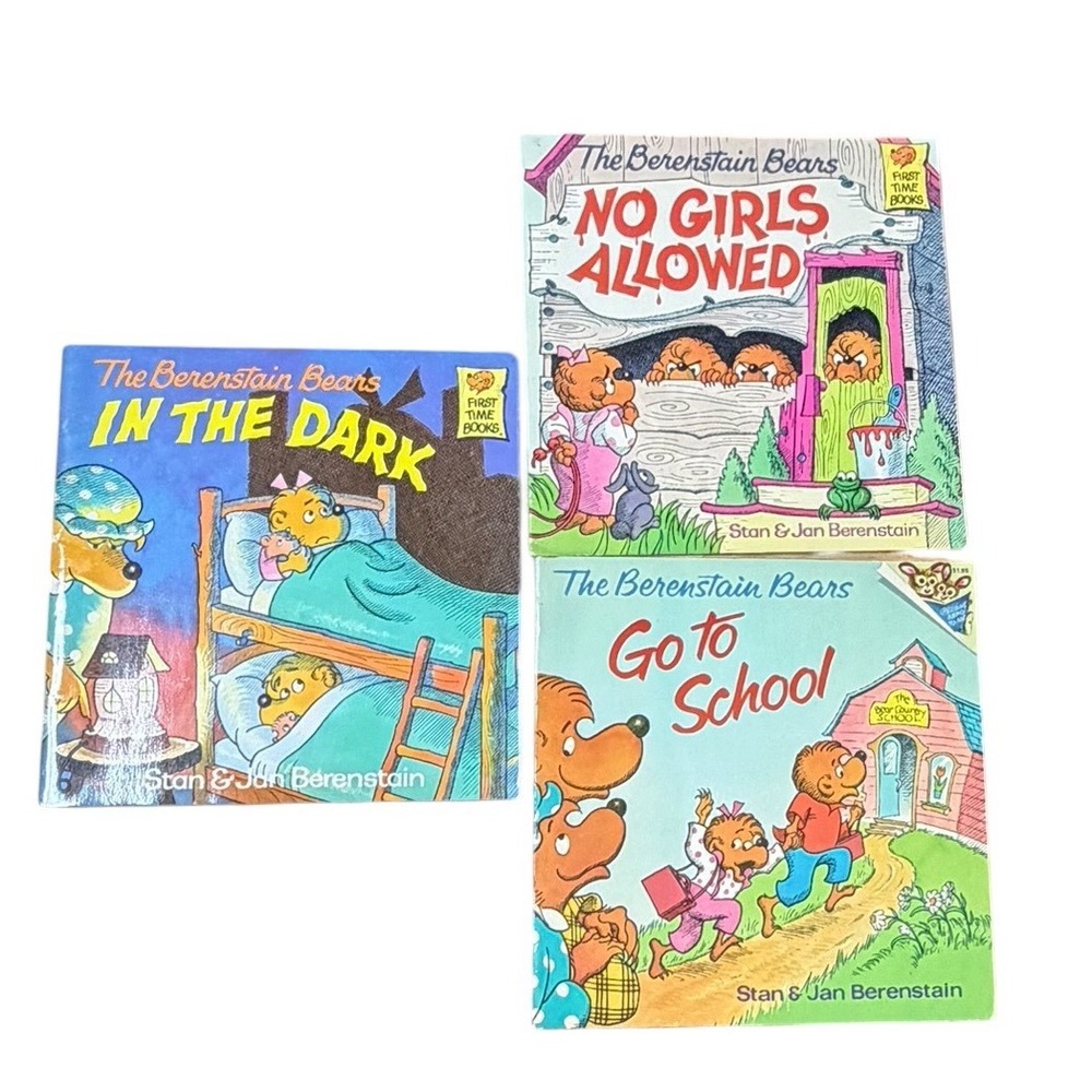 Berenstain Bears Book Lot of 3 No Girls Allowed In The Dark Go To School Vintage